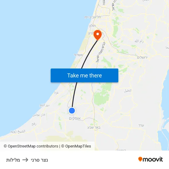 מלילות to נצר סרני map