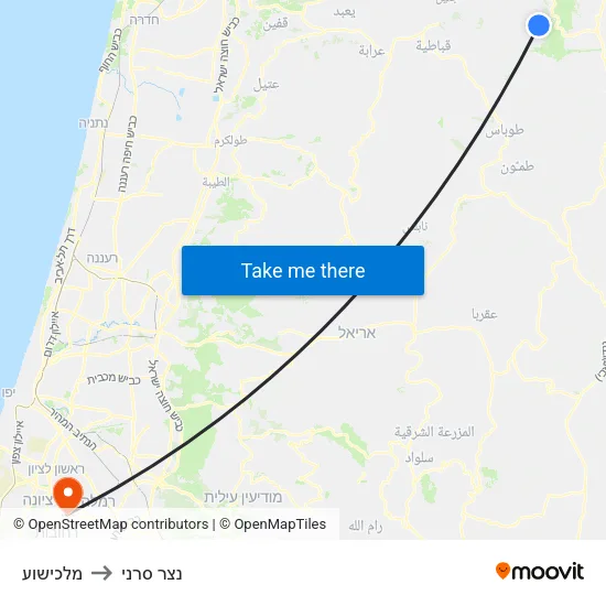 מלכישוע to נצר סרני map