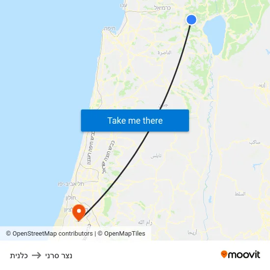 כלנית to נצר סרני map
