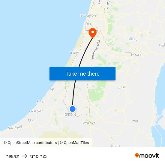 תאשור to נצר סרני map