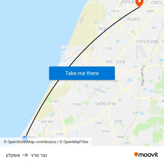 אשקלון to נצר סרני map