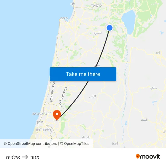 אילנייה to מזור map