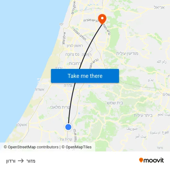 ורדון to מזור map