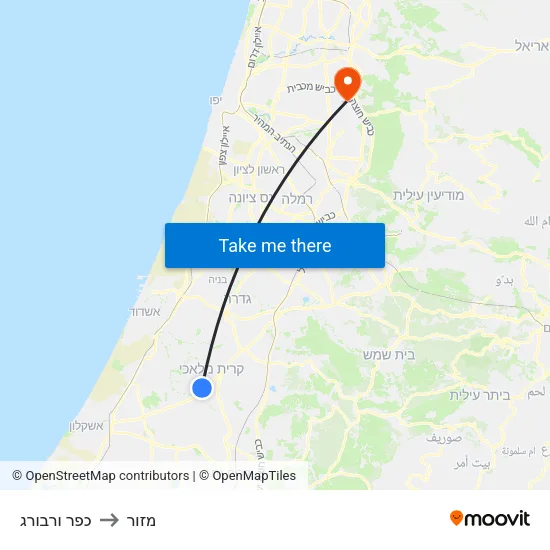 כפר ורבורג to מזור map