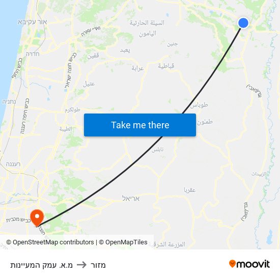 מ.א. עמק המעיינות to מזור map