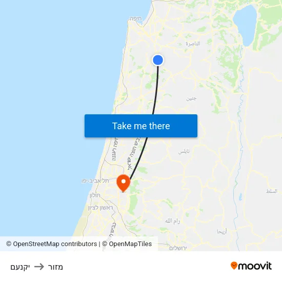 יקנעם to מזור map