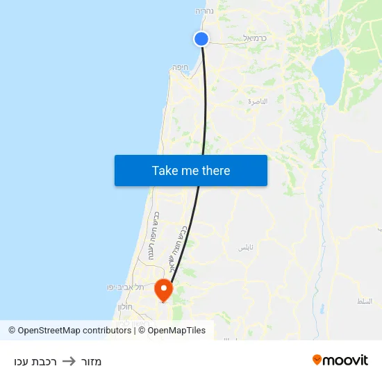 רכבת עכו to מזור map