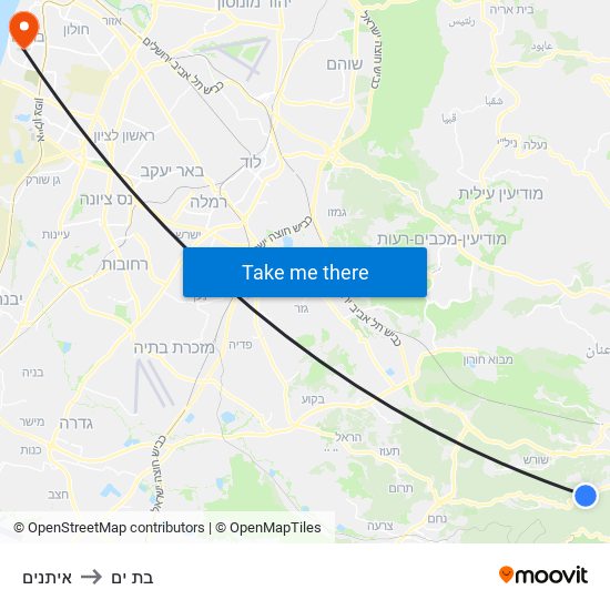 איתנים to בת ים map