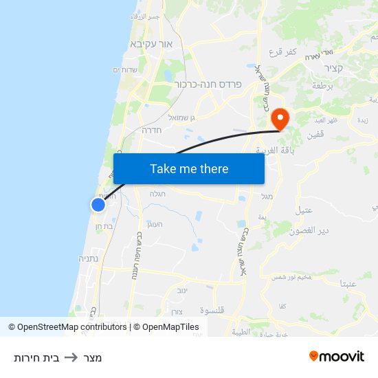 בית חירות to מצר map