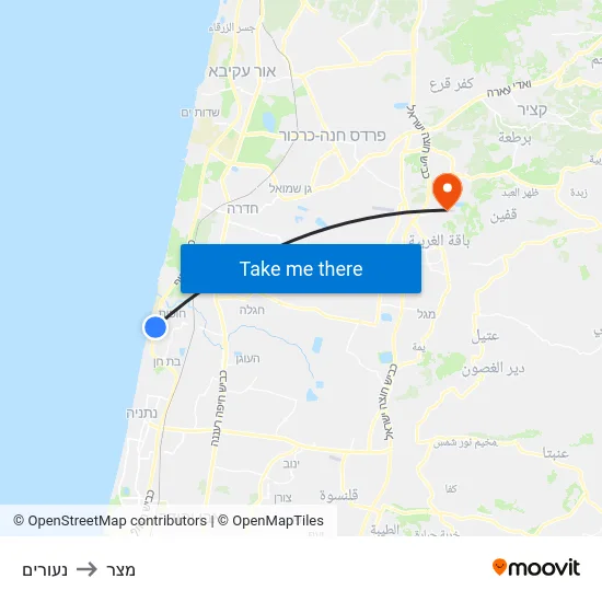 נעורים to מצר map
