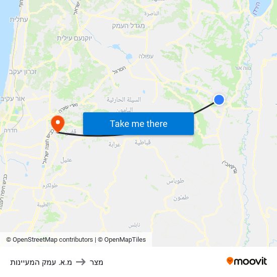 מ.א. עמק המעיינות to מצר map