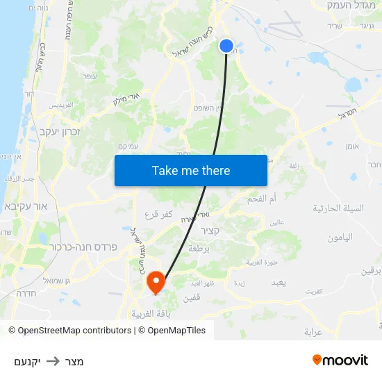 יקנעם to מצר map