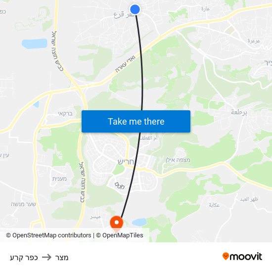 כפר קרע to מצר map