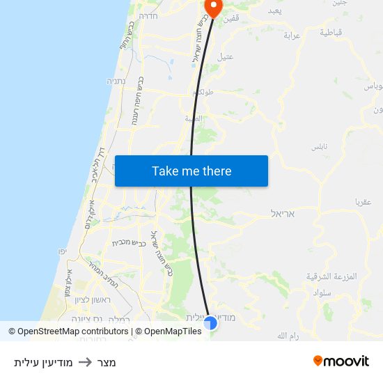 מודיעין עילית to מצר map