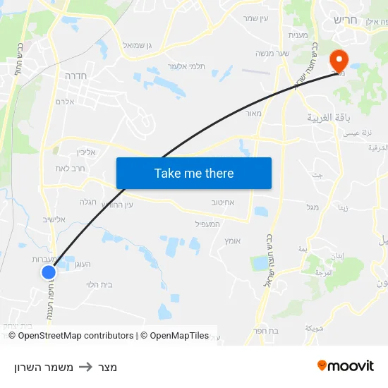 משמר השרון to מצר map