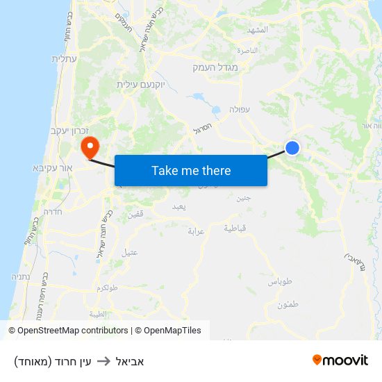 עין חרוד (מאוחד) to אביאל map