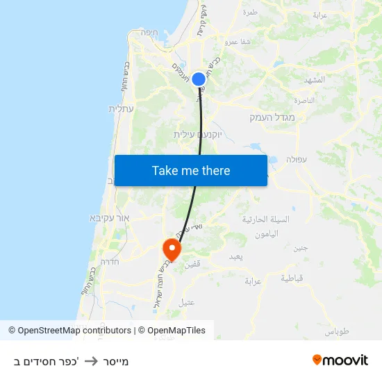 כפר חסידים ב' to מייסר map