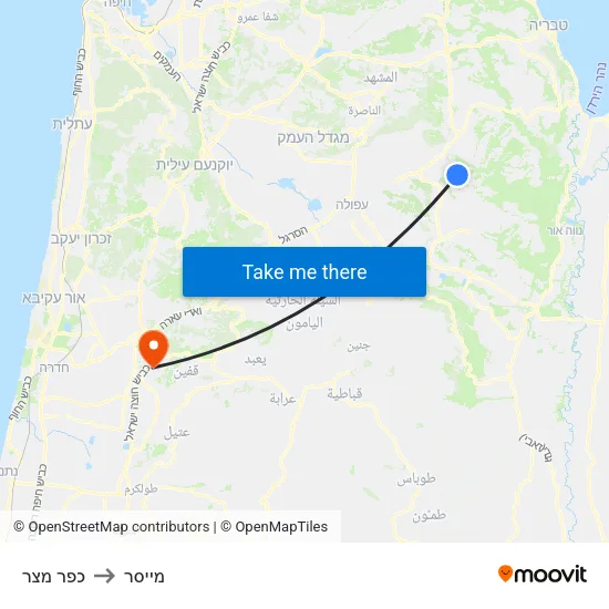 כפר מצר to מייסר map