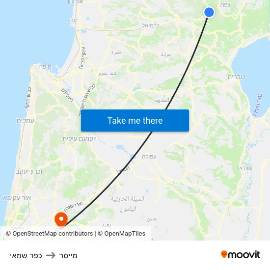 כפר שמאי to מייסר map