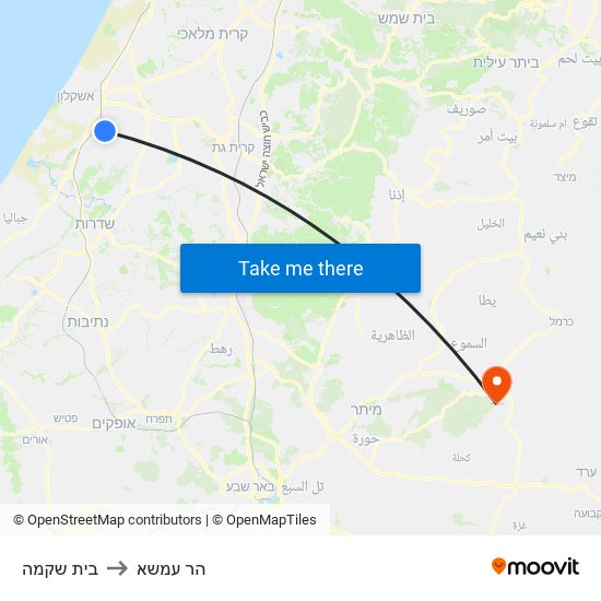 בית שקמה to הר עמשא map