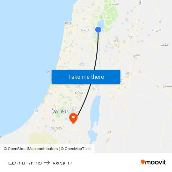 פורייה - נווה עובד to הר עמשא map