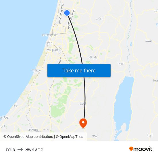 פורת to הר עמשא map