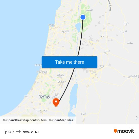 קצרין to הר עמשא map