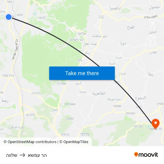 שלווה to הר עמשא map
