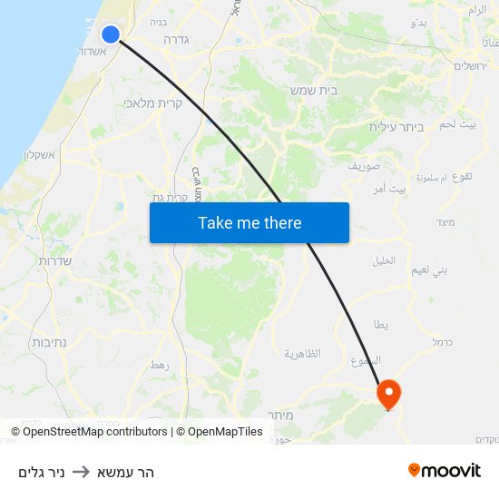 ניר גלים to הר עמשא map