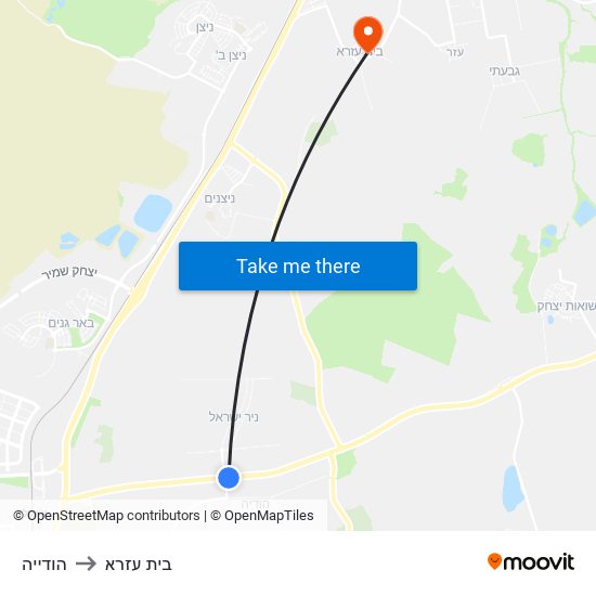 הודייה to בית עזרא map