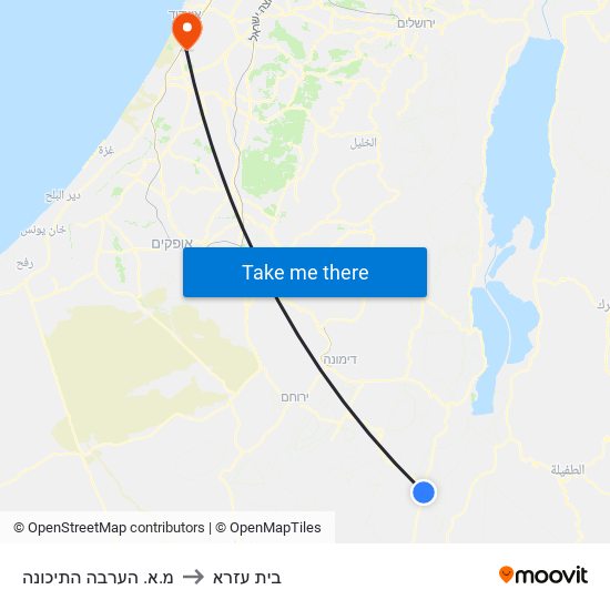 מ.א. הערבה התיכונה to בית עזרא map