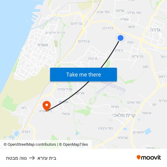 נווה מבטח to בית עזרא map