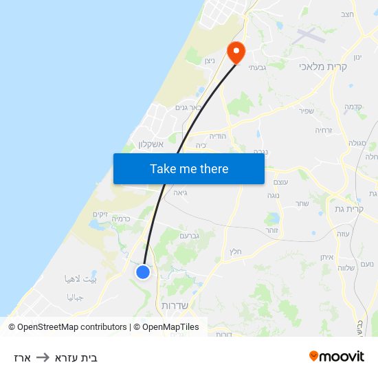 ארז to בית עזרא map