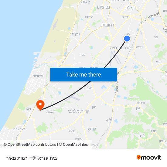 רמות מאיר to בית עזרא map