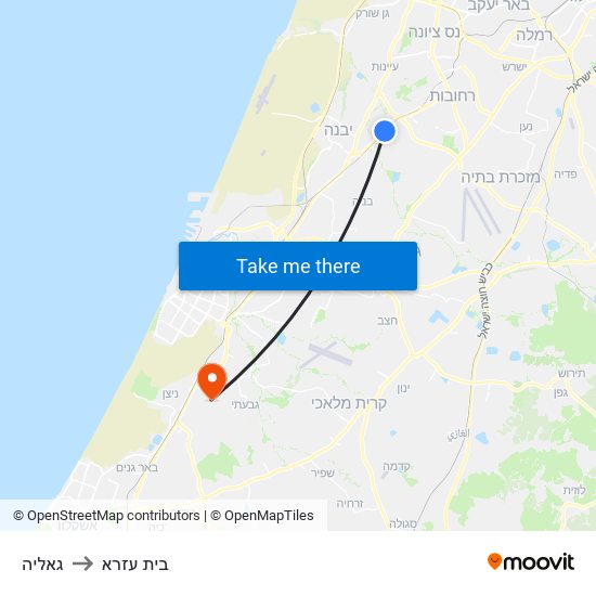 גאליה to בית עזרא map