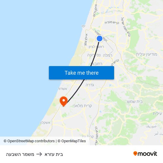 משמר השבעה to בית עזרא map