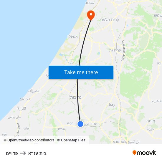 פדויים to בית עזרא map