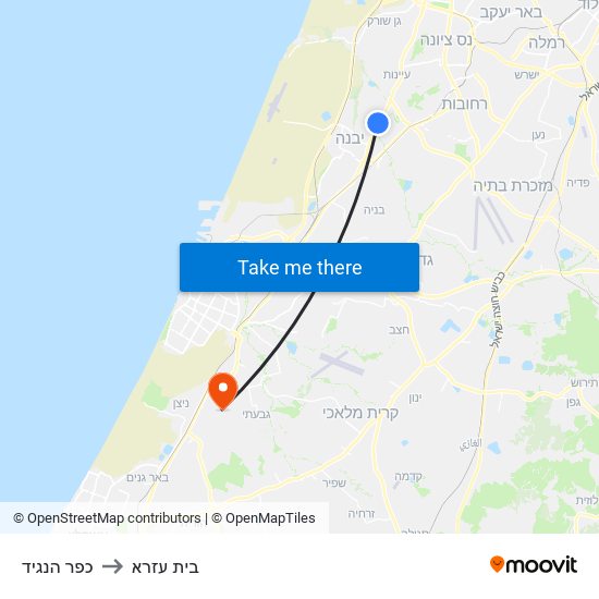 כפר הנגיד to בית עזרא map