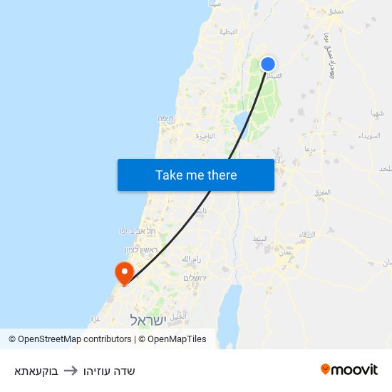 בוקעאתא to שדה עוזיהו map