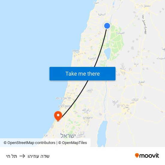 תל חי to שדה עוזיהו map