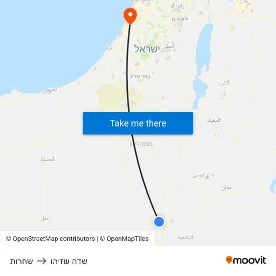 שחרות to שדה עוזיהו map