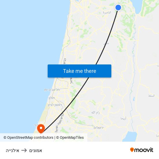 אילנייה to אמונים map