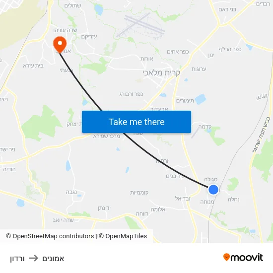 ורדון to אמונים map