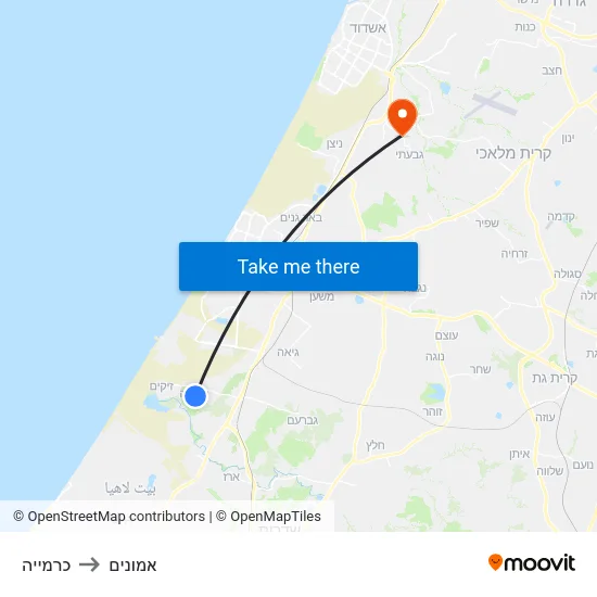 כרמייה to אמונים map