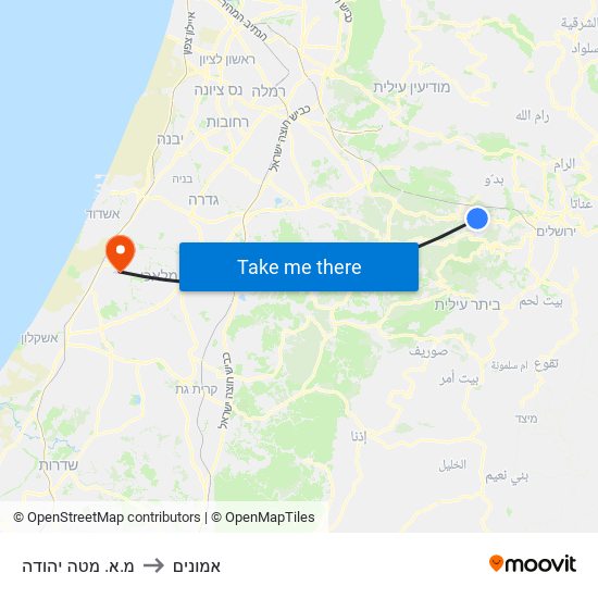 מ.א. מטה יהודה to אמונים map