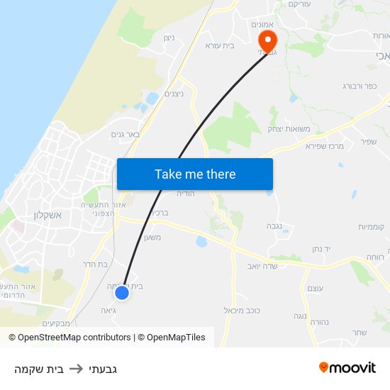 בית שקמה to גבעתי map