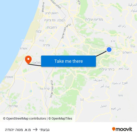 מ.א. מטה יהודה to גבעתי map