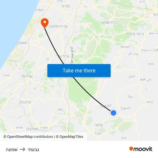 שמעה to גבעתי map