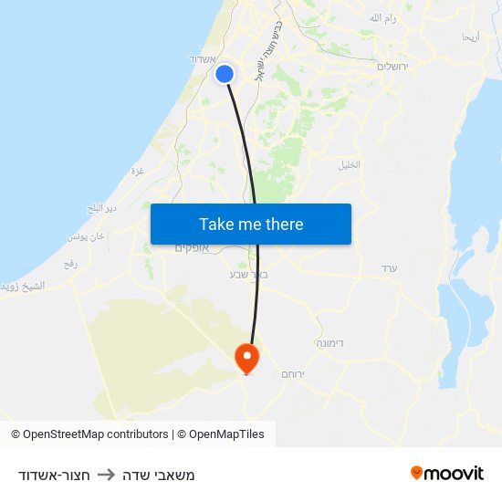 חצור-אשדוד to משאבי שדה map