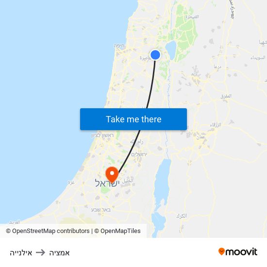 אילנייה to אמציה map